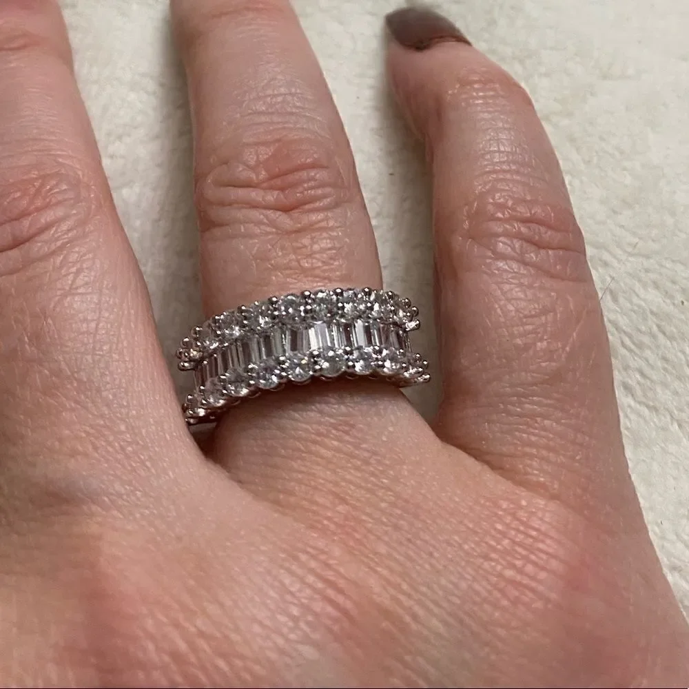 The Mistress Classic 925 Silver White Sapphire band ring sz 8